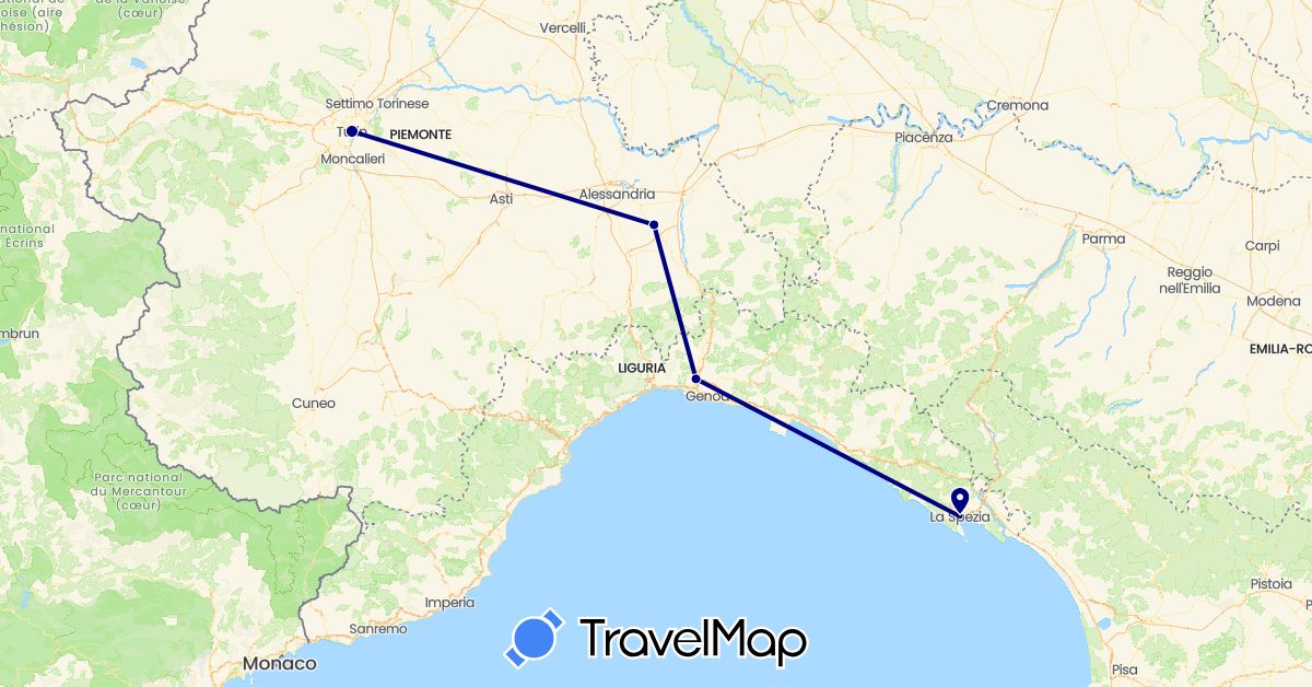 TravelMap itinerary: driving in Italy (Europe)